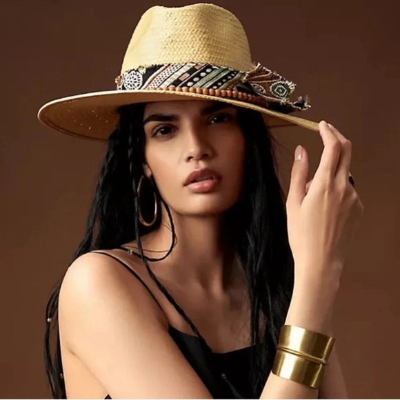 Anthropologie Accessories - Anthropologie Scarf Trimmed Rancher Hat